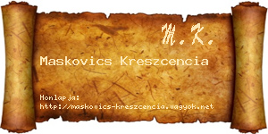 Maskovics Kreszcencia névjegykártya